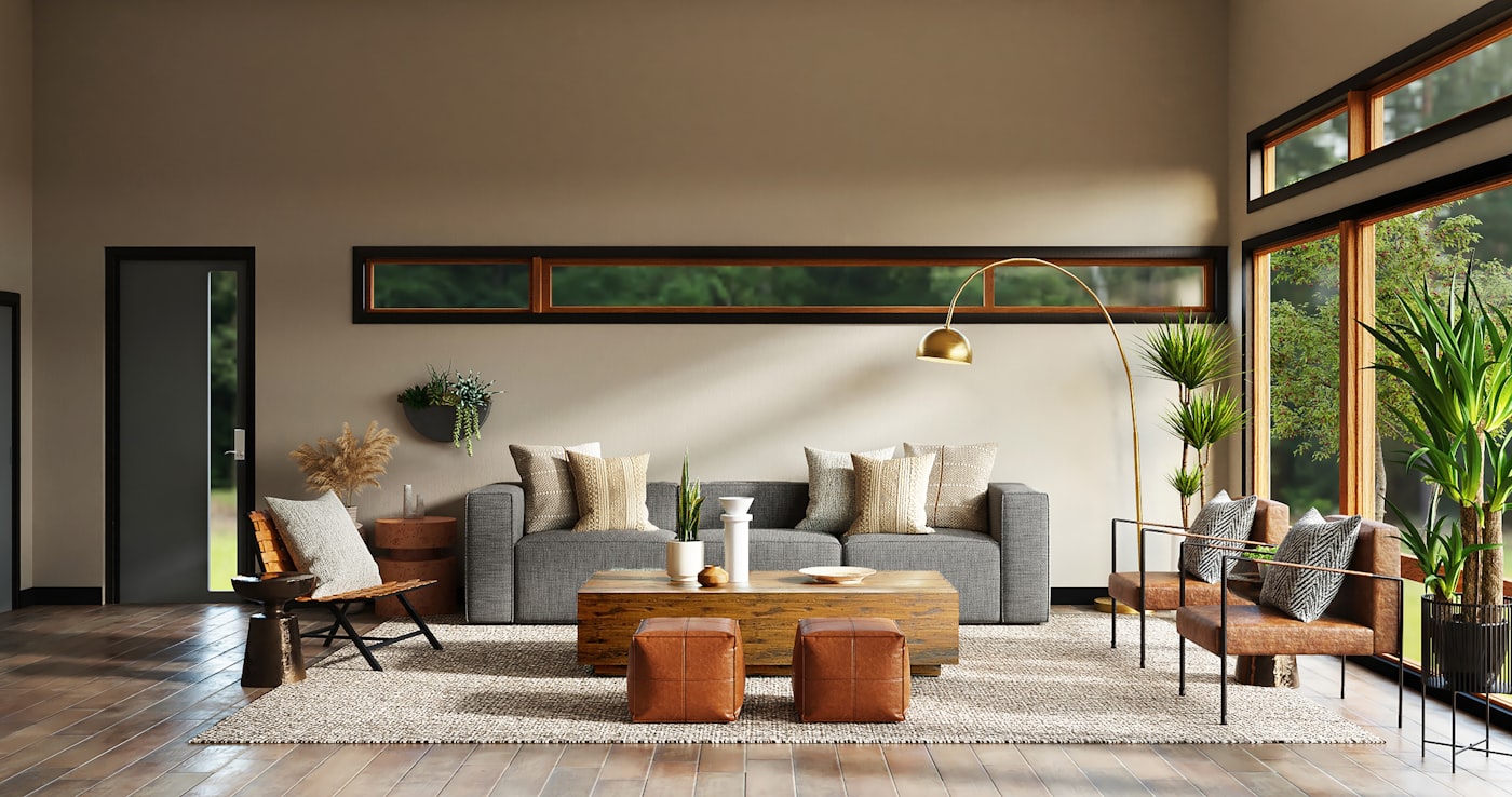 Interior con espejos y luz